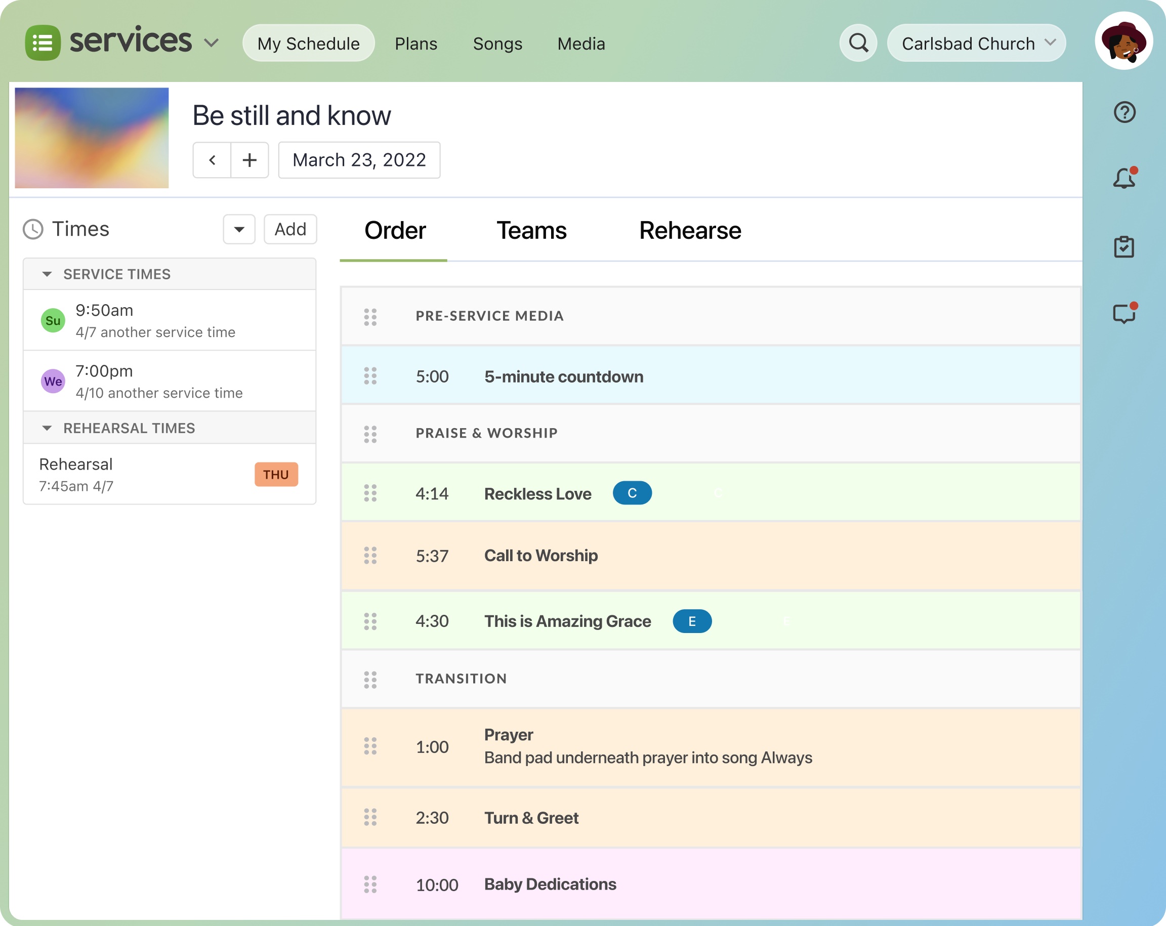 Planning Center product screenshot